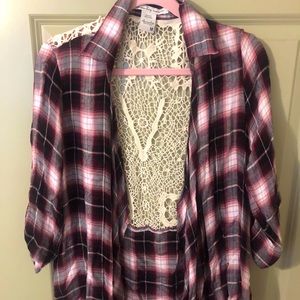 Flannel lace detail cardigan